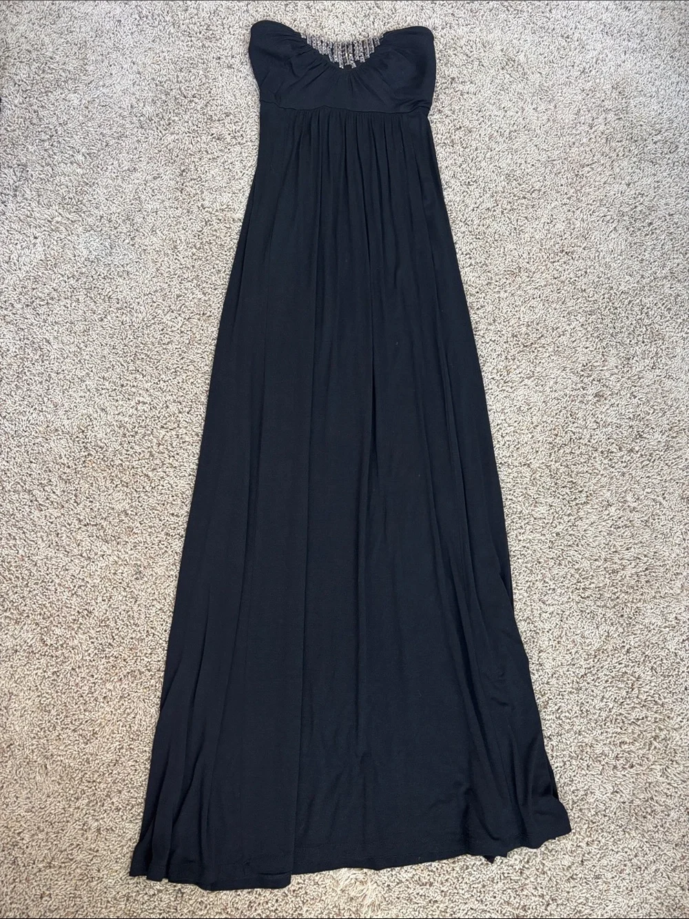 Bebe Black Strapless Beaded Sweetheart Cutout O Ring Maxi Dress - Picture 3 of 9